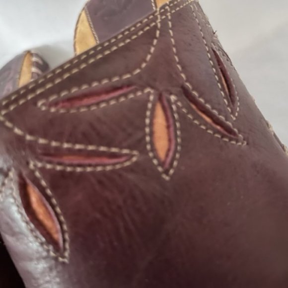 FRYE Charlotte Leather Heeled Mule Clogs sz 9.5 - Picture 3 of 7